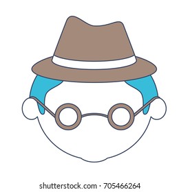 faceless caricature elderly man with hat and glasses with hairstyle in color section silhouette vector illustration