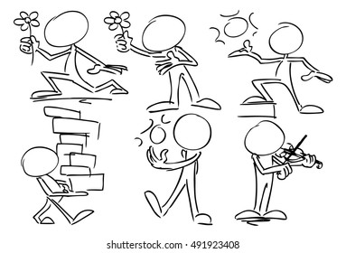 Faceless character in romantic poses