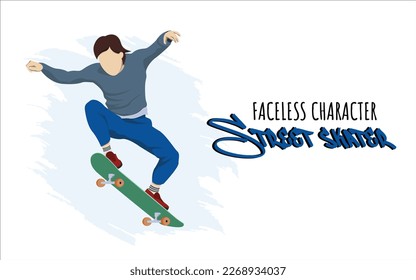 Faceless character, street Skater design