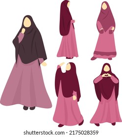 Faceless character Woman wearing hijab, muslimah. 