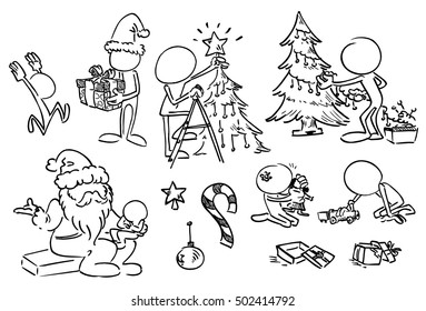 Faceless characters celebrating Christmas 