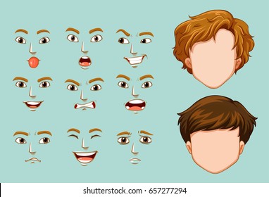 Faceless characters and different emotions illustration