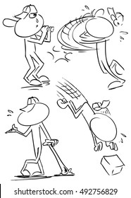 Faceless characters playing baseball