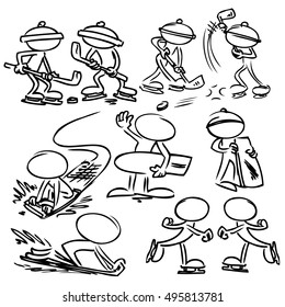 Faceless characters playing on ice