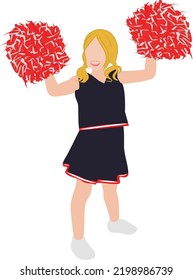Faceless Cheerleader with Pompoms Vector Illustration