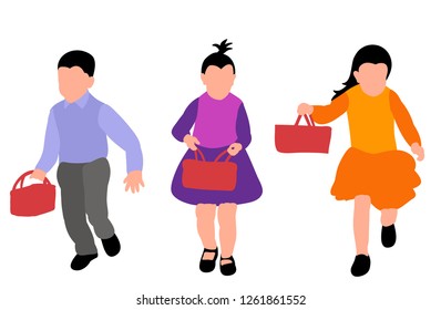  faceless child with a basket, set