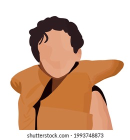 faceless child wearing yellow life jacket, kids safety, clip art vector illustration isolated on white background.