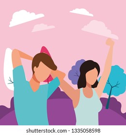 faceless couple together stretch