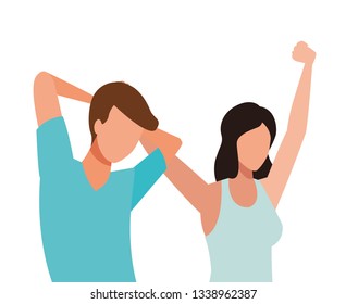 faceless couple together stretch