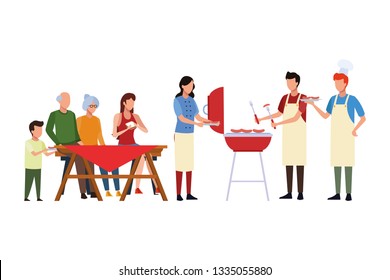 faceless family barbecue party
