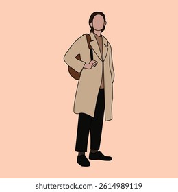 Faceless Fashion Illustration of a Modern Man Wearing a Coat