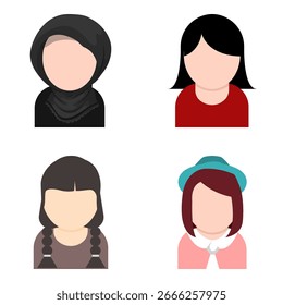 Faceless Female Avatar Vector Set 