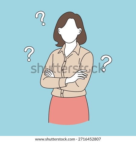 Faceless Female Figure with Question Marks