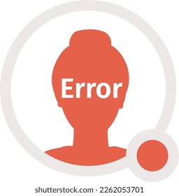 Faceless female vector empty state avatar icon. Young woman with bun. Editable 404 not found persona for UX, UI design. Cartoon profile picture with red dot. Colorful website, mobile error user badge