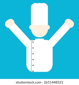 faceless, flat design style, a chef is raising his hands