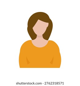 A faceless girl avatar. Flat profile illustration of a brunette. Vector.