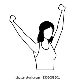 faceless girl stretching in black and white