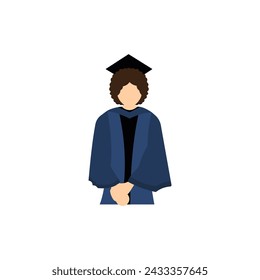 Faceless graduate student wearing academic robe and graduation cap vector illustration isolated on white background