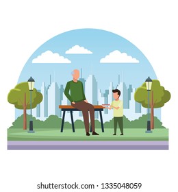 faceless grandparent bench outdoor barbecue food