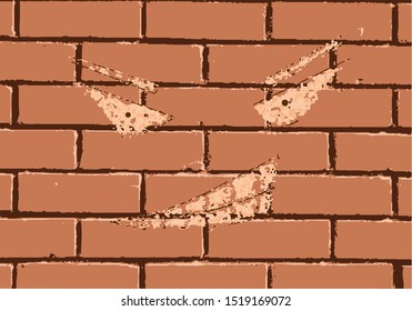 faceless grin on a red brick wall