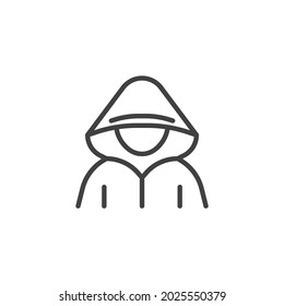 Faceless Hacker Line Icon. Linear Style Sign For Mobile Concept And Web Design. Computer Hacker Outline Vector Icon. Symbol, Logo Illustration. Vector Graphics