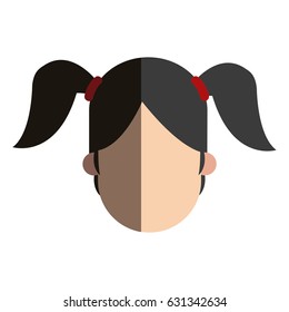 faceless head girl child ponytails people image