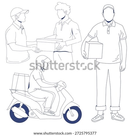 faceless illustration of a courier delivering a package