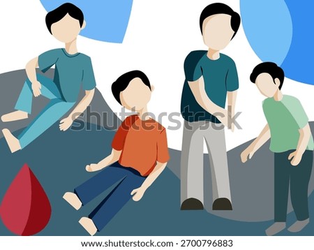 Faceless illustration of people helping each other, symbolizing unity and empathy.
