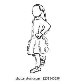faceless kids, sketch, lines
