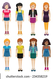 Faceless ladies on a white background 