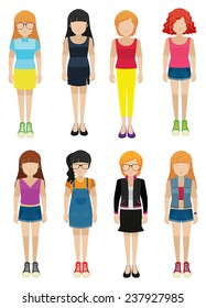 Faceless ladies on a white background