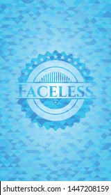 Faceless light blue mosaic emblem