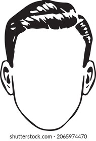 Facebook-Männerkopf, schwarze Vektorgrafik 