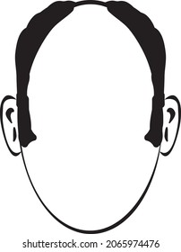 Facebook-Männerkopf, schwarze Vektorgrafik 