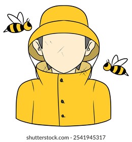 faceless man beekeeper illustration hand drawn isolated vector