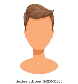 Faceless man with brown hair posing with a blank expression illustration