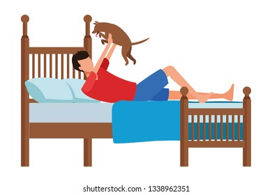 faceless man carrying pet