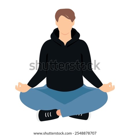 Faceless man in lotus posture during rehabilitation session