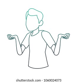 Faceless man confused