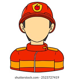 faceless man firefighter illustration hand drawn isolated vector