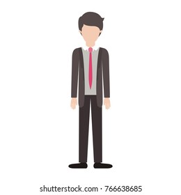 faceless man full body with suit and tie and pants and shoes with short hairstyle in colorful silhouette