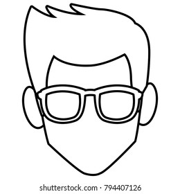 Faceless man with glasses
