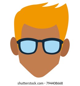 Faceless man with glasses