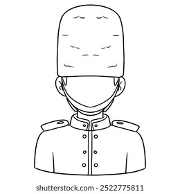 Vector de contorno dibujado a mano de ilustración de guardia de hombre sin rostro