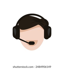 Gesichtsloser Mann mit Headset und Mikrofon-Illustration ideal für Podcasting, Online-Kommunikation, Voice-over-Arbeit, Call-Center-Kundenbetreuung, Webinar-Präsentationen und Radioübertragung