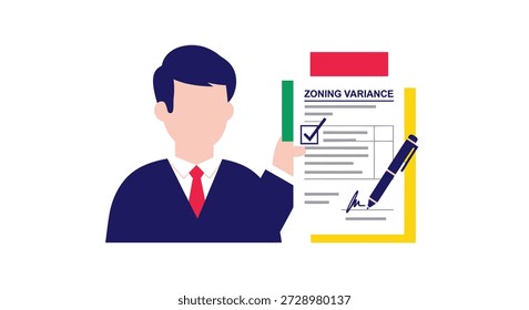 Hombre sin rostro que sostiene el formulario de zonificación