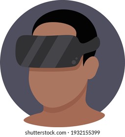 A faceless man with isometric virtual reality headset. Vector flat design illustration. Model wearing VR glasess icon for web sites
