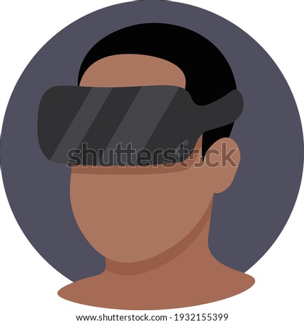 A faceless man with isometric virtual reality headset. Vector flat design illustration. Model wearing VR glasess icon for web sites