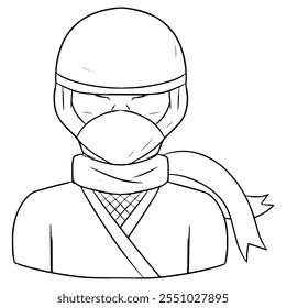 homem sem rosto ninja ilustração desenhado à mão esboço vetor