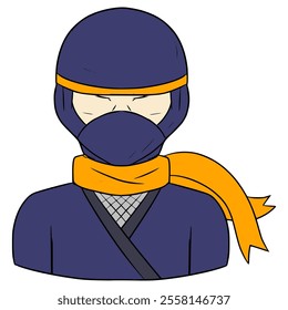 faceless man ninja illustration hand drawn isolated vector